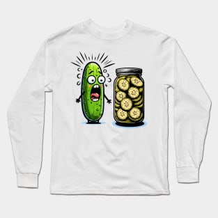 Funny Pickle Surprise A Cucumber And A Jar Of Sliced Pickles Long Sleeve T-Shirt